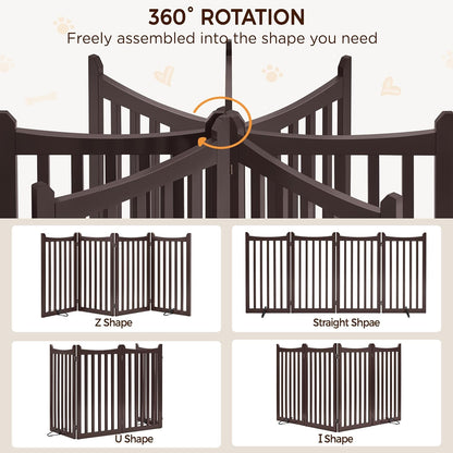 Yaheetech 36" H Extra Tall Freestanding Pet Gate 4-Panel Wooden Dog Fence with 2 Support Feet Folding Dog Gate for Indoor, Stairs, Doorways, Halls, Kitchen Wooden Pet Barrier White, 79.5" L x 36" H