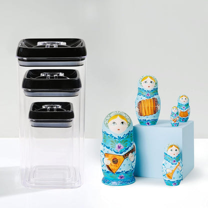 Felli Flip Tite Pet Food Container with Airtight Lids, BPA FREE Acrylic Canister with Paw Bone Fish Flip Top Handles for Cat Dog Kibble Treats Storage, Keep Fresh (Pet Collection Nest-L3pk)