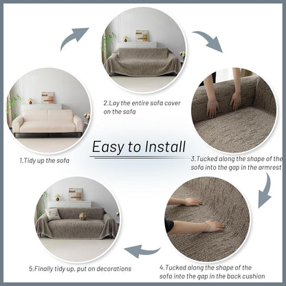 MYSKY HOME Couch Cover for Dogs, Washable Couch Covers, Non Slip Sofa Cover, Couch Cover 2 Cushion Sofa Dogs Furniture Protector with Tassels, Chenille Sofa Slipcover for Pets, 71"x118", Dark Grey
