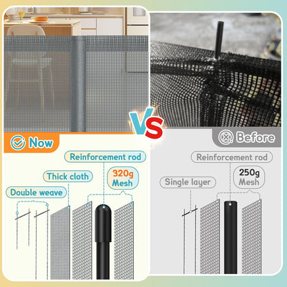 160 Inch Retractable Baby Gates Extra Wide, 42 Inch Extra Tall Retractable Gate, 13 FT Reinforced Retractable Dog Gate with Reinforcement Rod to Prevent Crawling Through, for Doorways, Stairs, Hallway