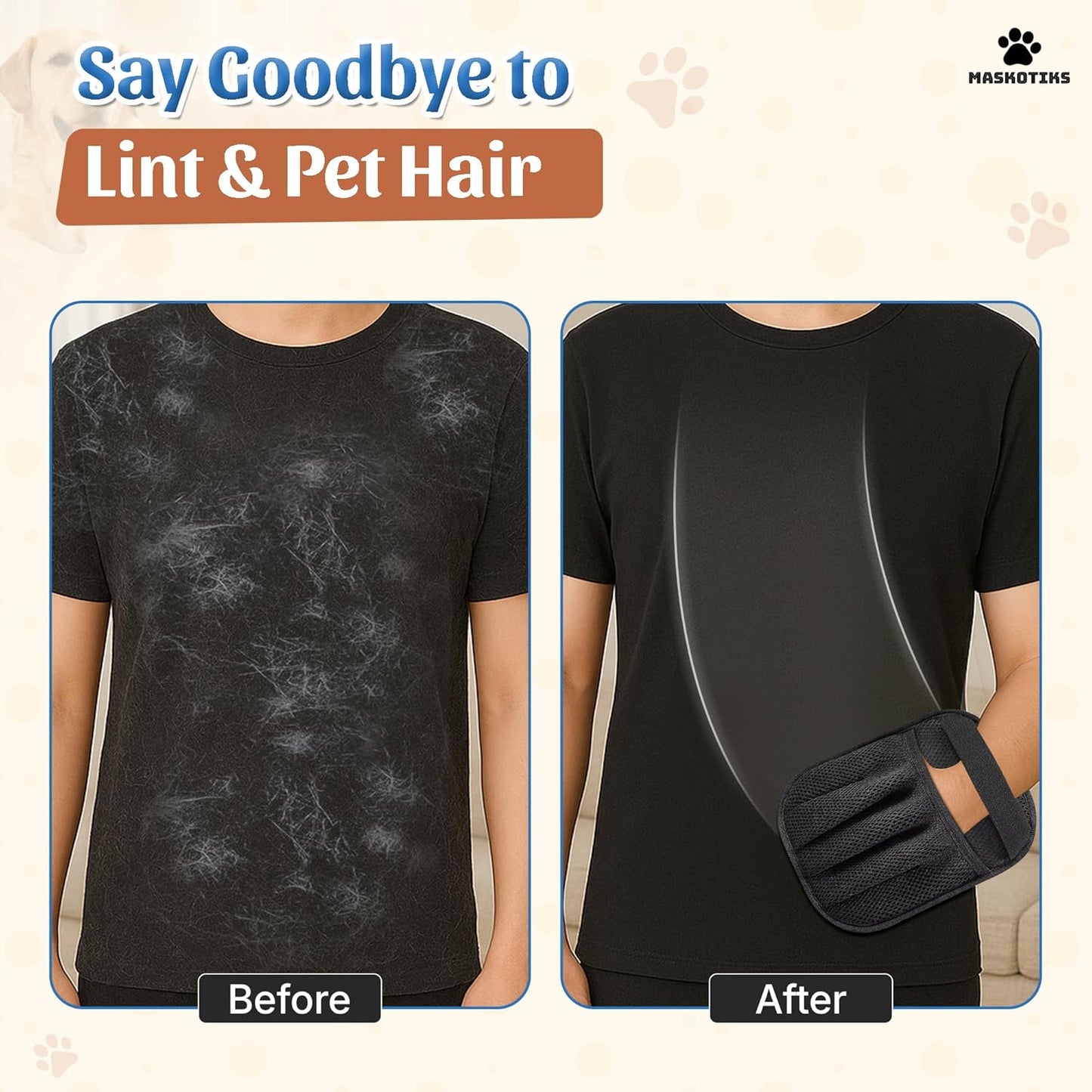 Pet Hair Removal Glove-Electrostatic Pet Hair Remover Glove with 5-Finger Design, Cat Hair Remover Glove for Couch,Car,Laundry,Carpet,The Magic Brush Pet Hair Remover is Light and Washable