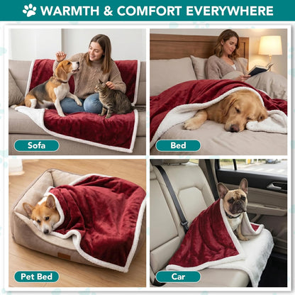 PetAmi Dog Blanket for Medium Large Dogs, Pet Bed Blanket Cat Puppy Kitten, Fleece Furniture Couch Cover Protector Sofa Car, Soft Sherpa Dog Throw Plush Reversible Washable, 40x60 Plaid Dark Gray