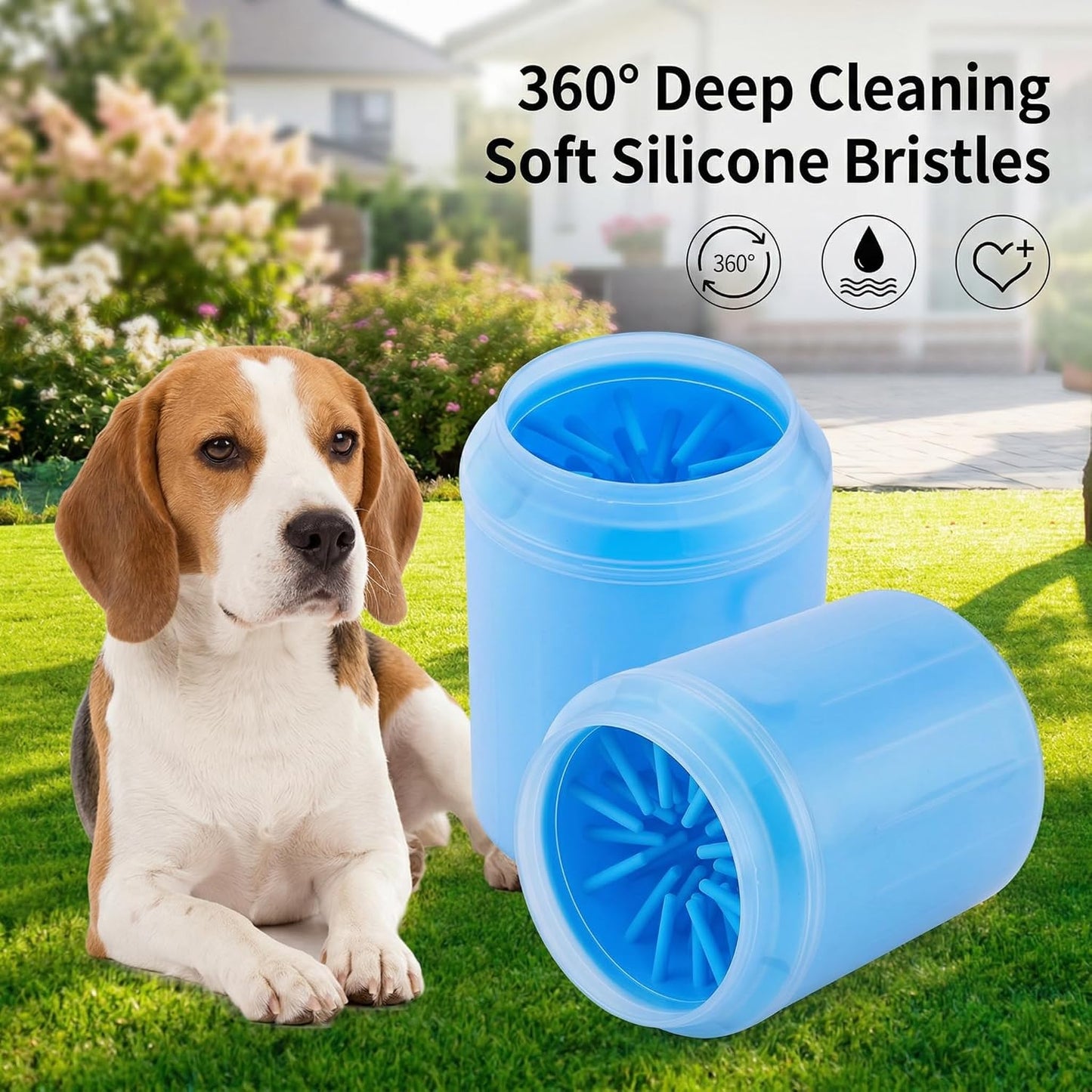 Dog Paw Cleaner, Portable Soft Silicone Paw Cleaner Pet Foot Washer Cup, Blue Removable Scrubber for Small Dog and Cats to Clean Muddy Paws After Outdoor Walks