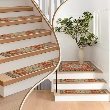 Non-Slip Stair Treads for Wooden Steps 15pcs,8"x30" Stair Carpet Treads for Indoor Use,Peel and Stick Stair Runners,Washable Reusable Adhesive Backing,Pet-Friendly Stair Capet for Kids,Elders,Dogs