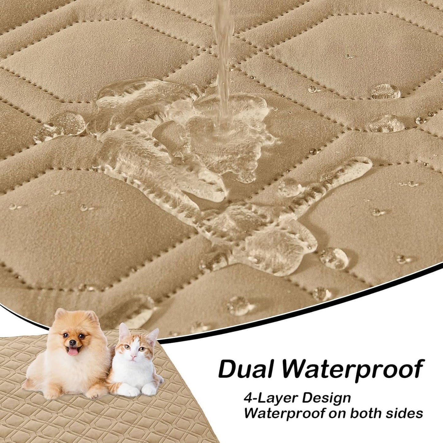 hyha Waterproof Dog Bed Blanket, Soft Pet Blankets, Waterproof Couch Cover for Dogs, Reversible Sofa Covers Washable for Furniture (30x70 Inch, Taupe/Beige)