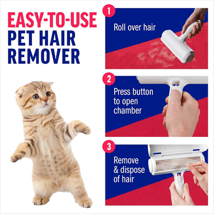 Pet Hair Remover Roller B7 – Reusable, Self-Cleaning Lint Roller for Dogs & Cats – Portable Fur Remover for Couch, Carpet, Car – White