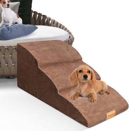 Topmart High Density Extended Foam Dog Ramp&Steps 2 Tiers,11.8" High,Non-Slip Dog Stairs,Soft Foam Pet Ladder with Removable Cover,Best for Injured,Older Cats,Pets with Joint Pain