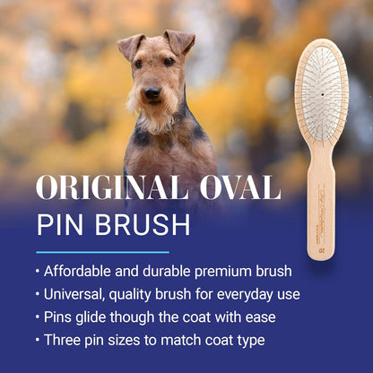 Chris Christensen Dog Brush, 27 mm Oval Pin Brush, Original Series, Groom Like a Professional, Stainless Steel Pins, Lightweight Beech Wood Body, Ground and Polished Tips