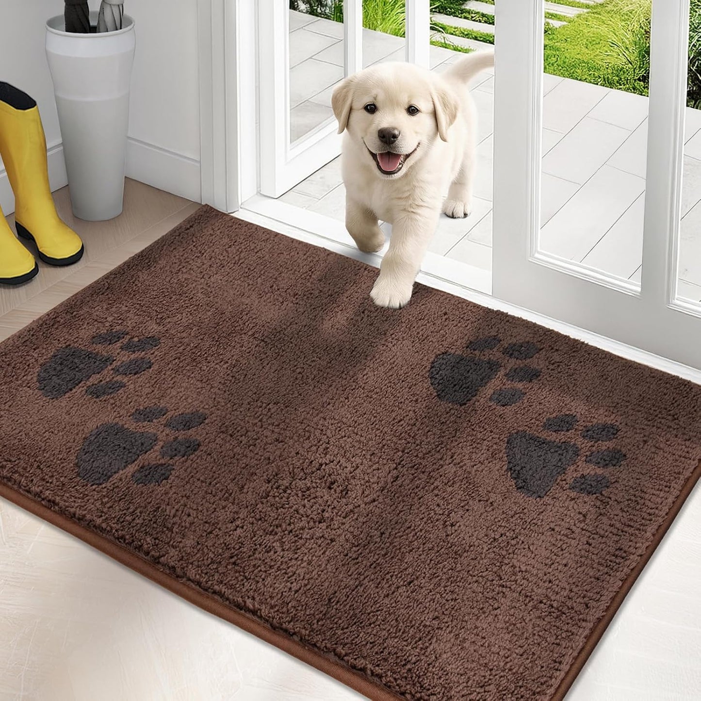 PURRUGS Dirt Trapping Door Mat 20" x 31.5", Non-Skid/Slip Machine Washable Microfiber Entrance Rug, Shoes Scraper, Dog Doormat, Super Absorbent Floor Mat for Muddy Wet Shoes and Paws, Grey