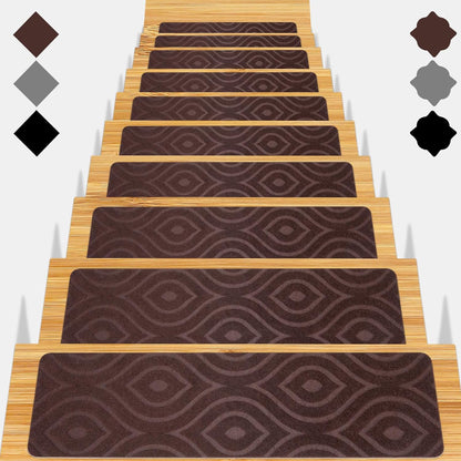 Stair Treads for Wooden Steps 15pcs - 8x30in Carpet Stairs Runner Indoor Non-Slip Stair Mats for Kids Elders and Pets