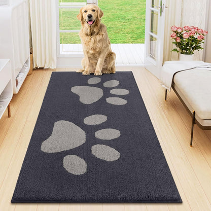 Smiry Dog Door Mat for Muddy Paws, Absorbs Moisture and Dirt, Low-Profile Entryway Mat with Non-Slip Backing, Entry Indoor Outdoor Doormat for Inside Floor (30x20 Inches, Grey, Striped)