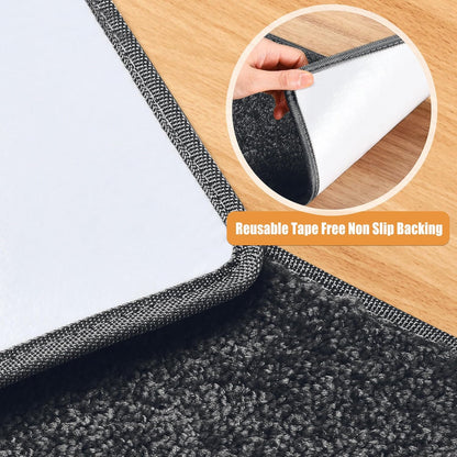 PURE ERA Bullnose Carpet Stair Treads Set Tape Free Non-Slip Indoor Stair Protectors Pet Friendly Rugs Covers Soft Skid Resistant Washable Reusable 9.5" x 30"(14 Pieces,Cream Gray)