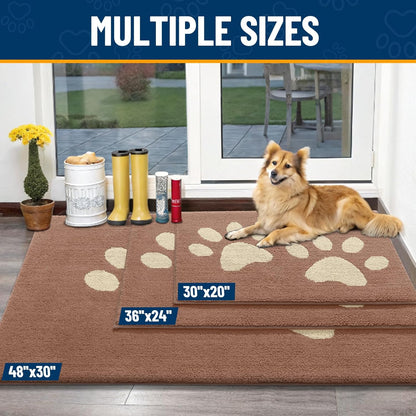 Smiry Dog Door Mat for Muddy Paws, Absorbs Moisture and Dirt, Low-Profile Entryway Mat with Non-Slip Backing, Entry Indoor Outdoor Doormat for Inside Floor (30x20 Inches, Grey, Striped)
