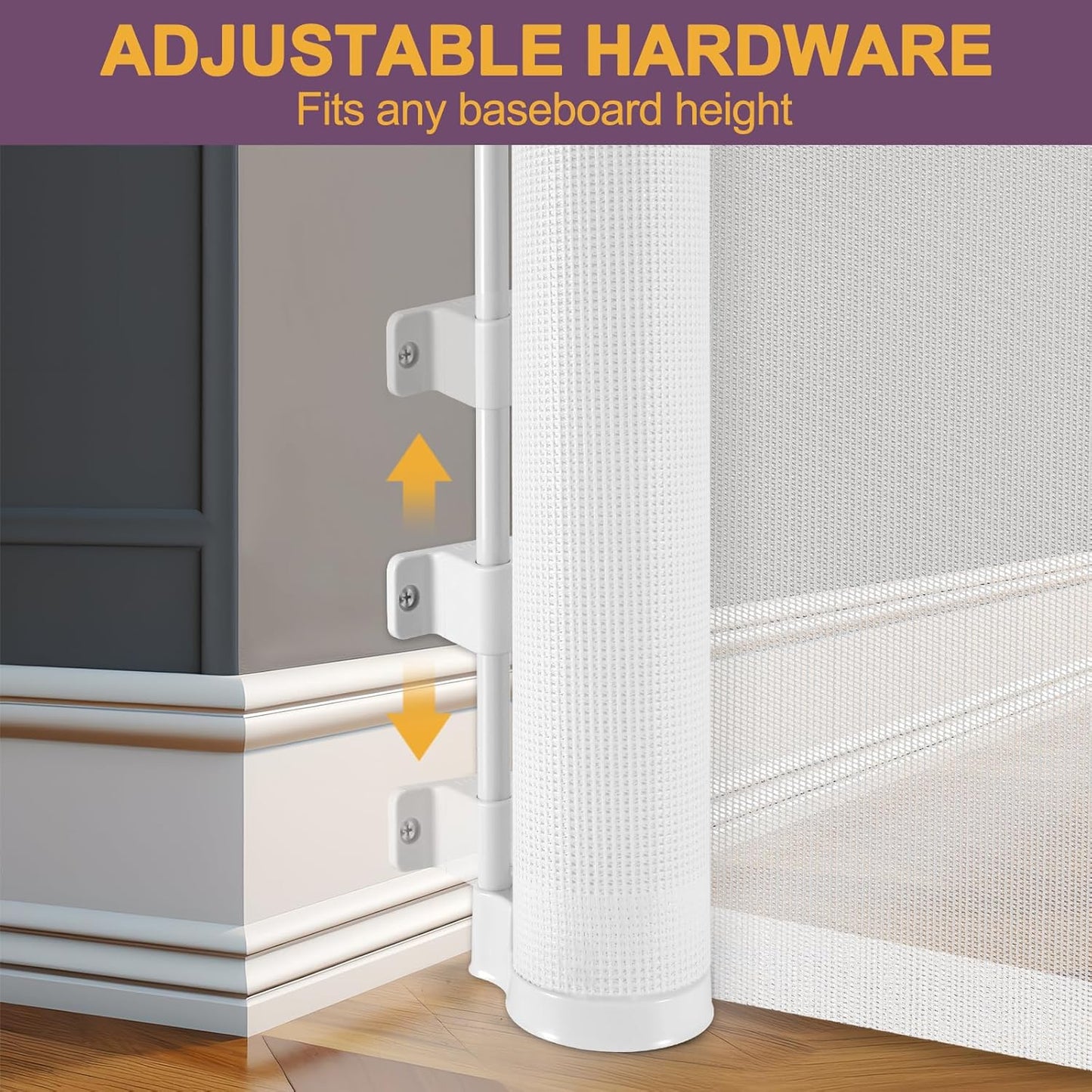 42" Tall X 80" Wide Retractable Dog Gates for Large Openings Extra Tall Retractable Baby Gates for Doorways Extra Tall Pet Gate Indoor Outdoor Long Baby Gate Large Mesh Dog Gate (Gray)