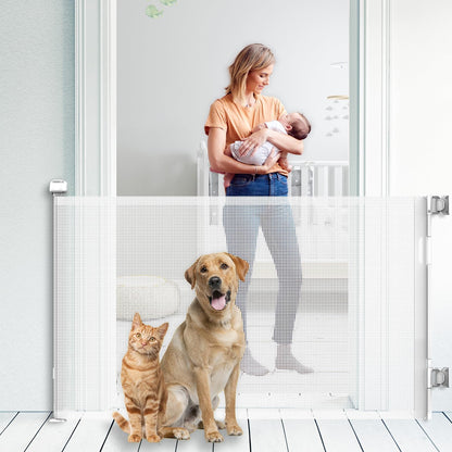 Upgraded Retractable Baby Gate for Stairs, 33"Tall Expands 71"Wide Ideal Safety Solution Dog Gate for Stairs Doorways Hallways Indoor/Outdoor Mesh Baby Gate Retractable Screen Door(Black,86CMx180CM)