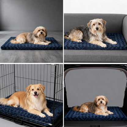 Dog Bed Mat, Reversible Crate Pad & Cute Dog Bed - Machine Washable Kennel Mat with Ultra Soft for Small Dogs (Cool/Warm), 24" x 18", Grey&Star