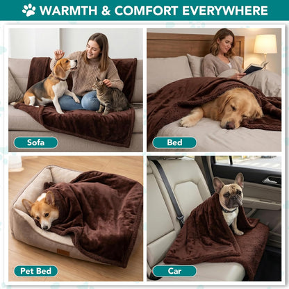 PetAmi Dog Blanket for Medium Large Dogs, Pet Bed Blanket Cat Puppy Kitten, Fleece Furniture Couch Cover Protector Sofa Car, Soft Sherpa Dog Throw Plush Reversible Washable, 40x60 Plaid Dark Gray
