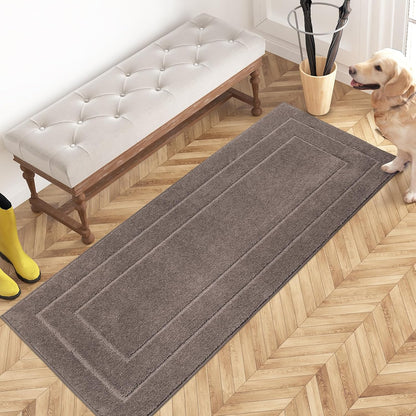 PURRUGS Dirt Trapping Door Mat 32" x 47", Non-Slip/Skid Machine Washable Entryway Rug, Dog Doormat, Super Absorbent Welcome Mat for Muddy Wet Shoes and Paws, Grayish Brown