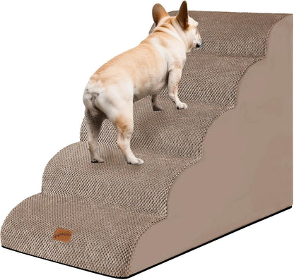 GoGoBunny Ramp Dog Stairs for Couch Sofa and Chair 15.7" H, 3-Step Pet Steps for Small Dogs and Cats, Non-Slip Waterproof Fabric Cover, Stable and Balanced Indoor Step, Pets Friendly, Grey