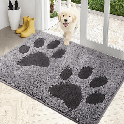 PURRUGS Dirt Trapping Door Mat 20" x 31.5", Non-Skid/Slip Machine Washable Microfiber Entryway Rug, Dog Doormat, Super Absorbent Welcome Mat for Muddy Wet Shoes and Paws, Grey