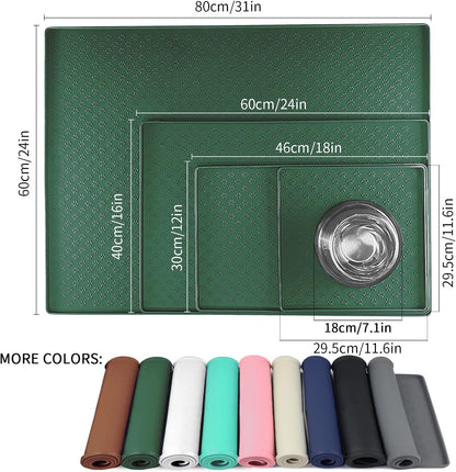 Ptlom Pet Placemat for Dog and Cat, Mat for Prevent Food and Water Overflow, Suitable for Small, Medium and Big Pet, 18" 12", Grey, Silicone