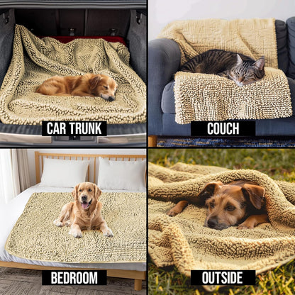 Muddy Mat® Dog Blanket - Chenille Water Absorption Blanket for Bed & Couch Cover for Dogs Washable, Anti-Slip Soft and Durable Furniture Protector for Dogs - Grey 52"x72"