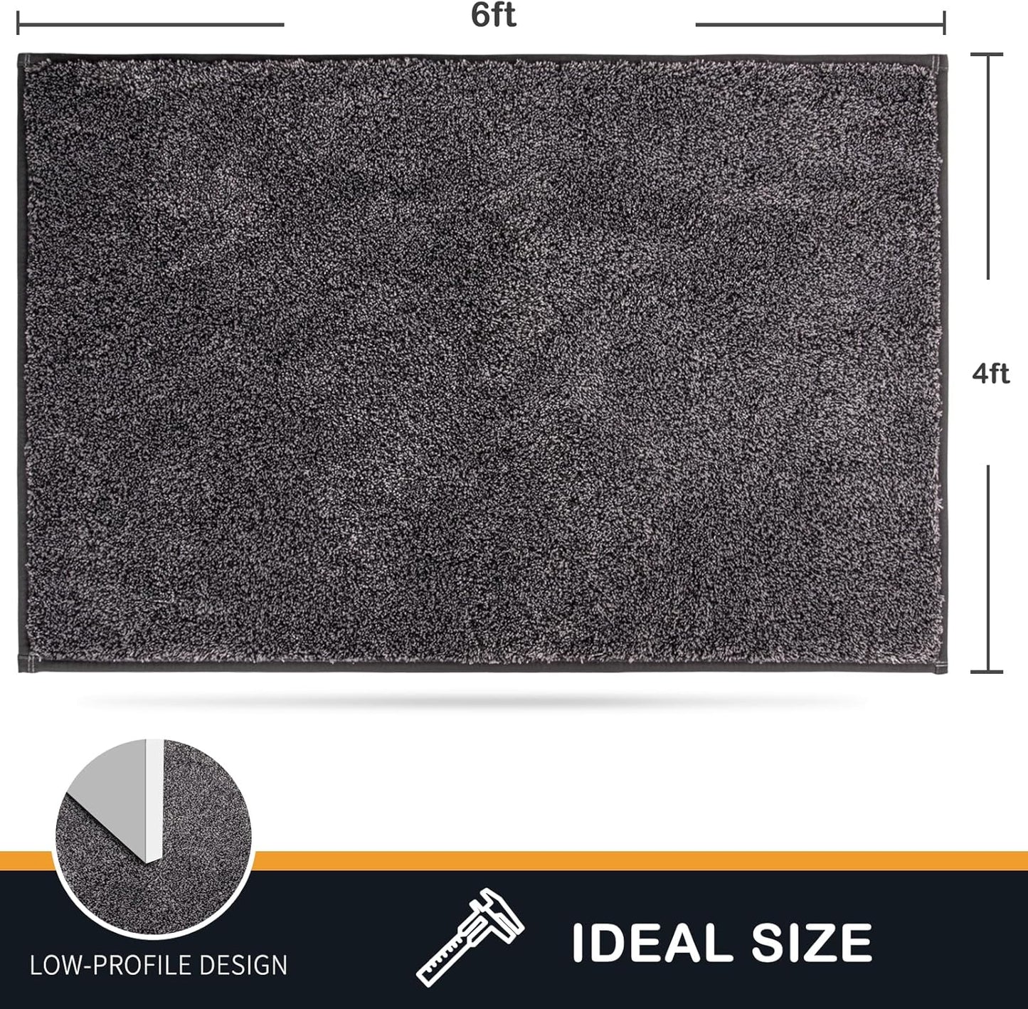 PURRUGS Dirt Trapping Door Mat 20" x 31.5", Non-Slip Machine Washable Entryway Rug, Dog Doormat, Indoor Front Door Mat, Super Absorbent Entry Rug for Muddy Shoes & Paws, Bluish Grey-Black