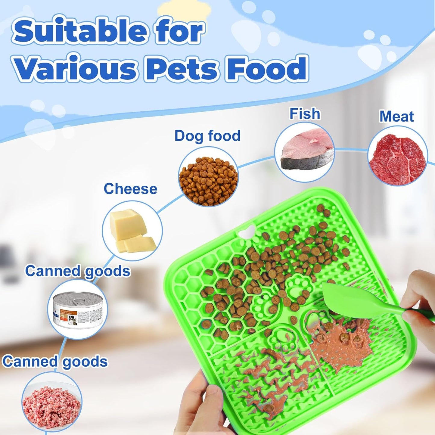 Lick Mat for Dogs, Dog Lick Mat with Suction Cups, Pet Food Mats and Slow Feeder Cat Bowl for Dog Anxiety Relief Pet Enrichment Toys for Bathing Station and Cat Grooming 2 Pack (Blue & Orange)