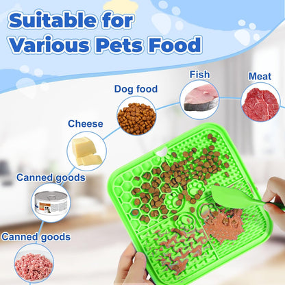Lick Mat for Dogs, Dog Lick Mat with Suction Cups, Pet Food Mats and Slow Feeder Cat Bowl for Dog Anxiety Relief Pet Enrichment Toys for Bathing Station and Cat Grooming 2 Pack (Blue & Orange)