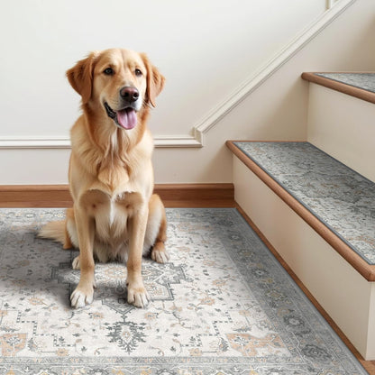 sarben Non Slip Stair Treads for Wooden Steps 15PCS - 8"x30" Indoor Safety Carpet, Edging Mats with TPE Adhesive Backing, Pet and Elderly Friendly Stair Rugs (Taupe) - Colors A