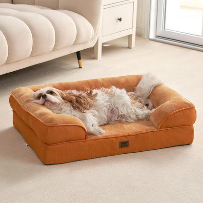 EHEYCIGA Orthopedic Dog Beds for Extra Large Dogs 44x32Inch, Waterproof Memory Foam XL Pet Bed with Sides, Non-Slip and Egg-Crate Foam Big Dog Couch Bed with Washable Removable Cover, Grey