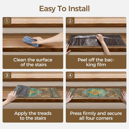sarben Non Slip Stair Treads for Wooden Steps 15PCS - 8"x30" Indoor Safety Carpet, Edging Mats with TPE Adhesive Backing, Pet and Elderly Friendly Stair Rugs (Taupe) - Colors A