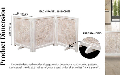 Freestanding Pet Gate for Dogs, Foldable Wooden Dog Gate for House, Indoor Dog Gate for Stair, Doorway, House Design Gates for Dogs Indoor, 72 Inch Wide, (18" x4 Panels 72 inch), Burnt Finish
