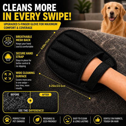 PAWZZ Shed Happens Pet Hair Removal Glove for Dogs & Cats, Great for Deshedding & Removing Fur from Couch, Carpet, Car Seats & Clothing, with Bonus Lint Roller