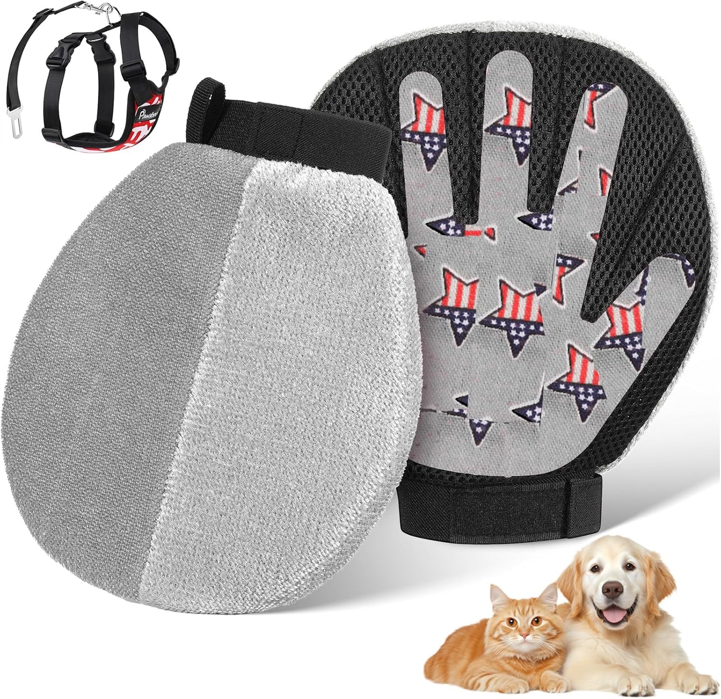 Pawaboo 2-in-1 Pet Hair Removal Glove – Reusable Electrostatic & Silicone Grooming Mitt for Dogs, Cats, Carpet, Couch, Car Seats & Clothing, Dual-Side Gentle Deshedding Tool, Easy to Clean