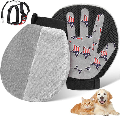 Pawaboo 2-in-1 Pet Hair Removal Glove – Reusable Electrostatic & Silicone Grooming Mitt for Dogs, Cats, Carpet, Couch, Car Seats & Clothing, Dual-Side Gentle Deshedding Tool, Easy to Clean