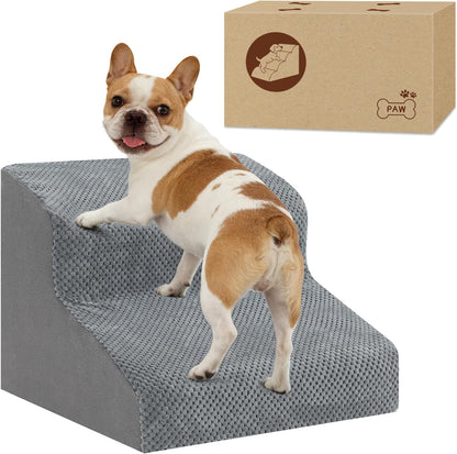 Dog Stairs for Small Dogs, 2-Step Dog Steps for Couch Sofa and Chairs, High-Density Foam Pet Steps Ramp with Removable Washable Cover for Older Injured Puppy Dogs and Cats, 11.81" H, Grey