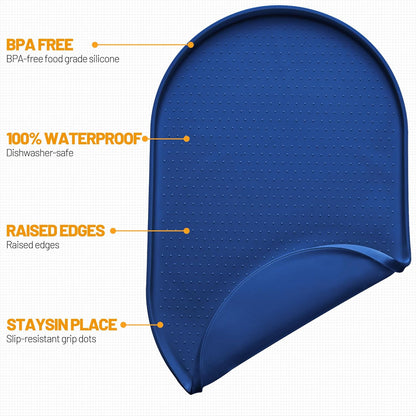 Hubulk 100% Waterproof Silicone Pet Feeding Mat with Raised Edge for Food and Water, Dog Bowl Mats, Cat Bowls Placemat with High Lip Protects Floor for Cats and Dogs (Gray, 19" L x 12" W)