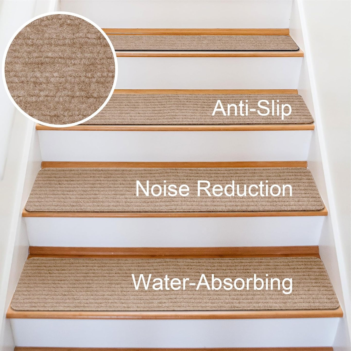Extra Wide Non Slip Stair Treads for Wooden Steps – 15 Pack 9" x36'' Extra Wide Carpet Runners with Reusable Adhesive, Step Pads for Dogs, Kids, Seniors, Machine Washable – Geige