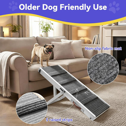 2026 Upgraded Dog Ramp for Couch, Foldable Small Dog Ramp for Sofa, 4 Adjustable Height from 13'' to 21", Portable Stable Pet Steps with Non-Slip Pad, Pet Ramps Use for Sofa Couch Stairs