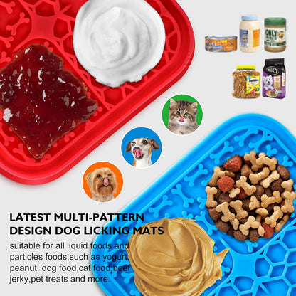 Lick Mat for Dogs - Slow Feeder Licking Mat with Suction Cups for Peanut Butter, Food Treats & Yogurt - 2 Pack