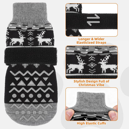 KOOLTAIL Dog Socks Shoes for Hot Pavement to Prevent Licking Paws, Winter Dog Boots&Paw Protector for Hardwood Floors Anti Slip,Traction Control Grip Booties for Small Medium Large Senior Dogs,Black M