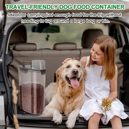 TBMax Dog Food Storage Container 5-7 lbs, Airtight Cat Food Container with Larger Spout & Measuring Cup, Portable Pet Food Storage Dispenser for Small Animal Kibble Storage, Bird Seed Container