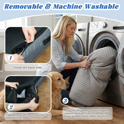 Calming Dog Bed Fluffy Plush Dog Mat for Furniture Protector with Removable Washable Cover for Large Medium Small Dogs and Cats (Large, Light Grey)