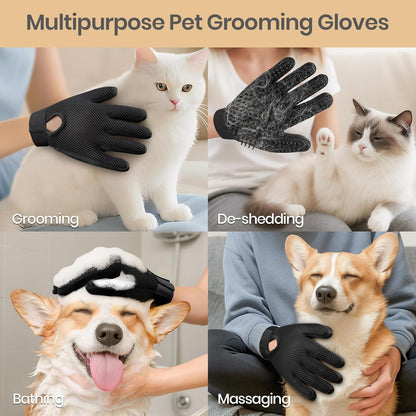 Pet Hair Remover Glove - Gentle Pet Grooming Glove Brush - Deshedding Glove - Massage Mitt with Enhanced Five Finger Design - Perfect for Dogs & Cats with Long & Short Fur - 1 Pack (Right-hand), Green