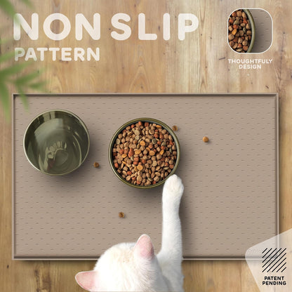 Dog Food Mat - Raised Edges Dogs Mat for Food and Water Prevent Spill, Waterproof Cat Food Mats Protect Floors, Easy Clean Dog Bowl Mats for Food and Water, Silicone Pet Feeding Placemats