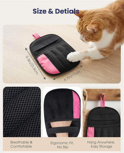 Rivalran Pet Hair Remover Glove for Dog & Cat, Reusable Electrostatic Magic Brush, Five-Finger Hair Removal Mitt for Cleaning Clothing, Bed, Couch, Carpet, and Car Seat Blue