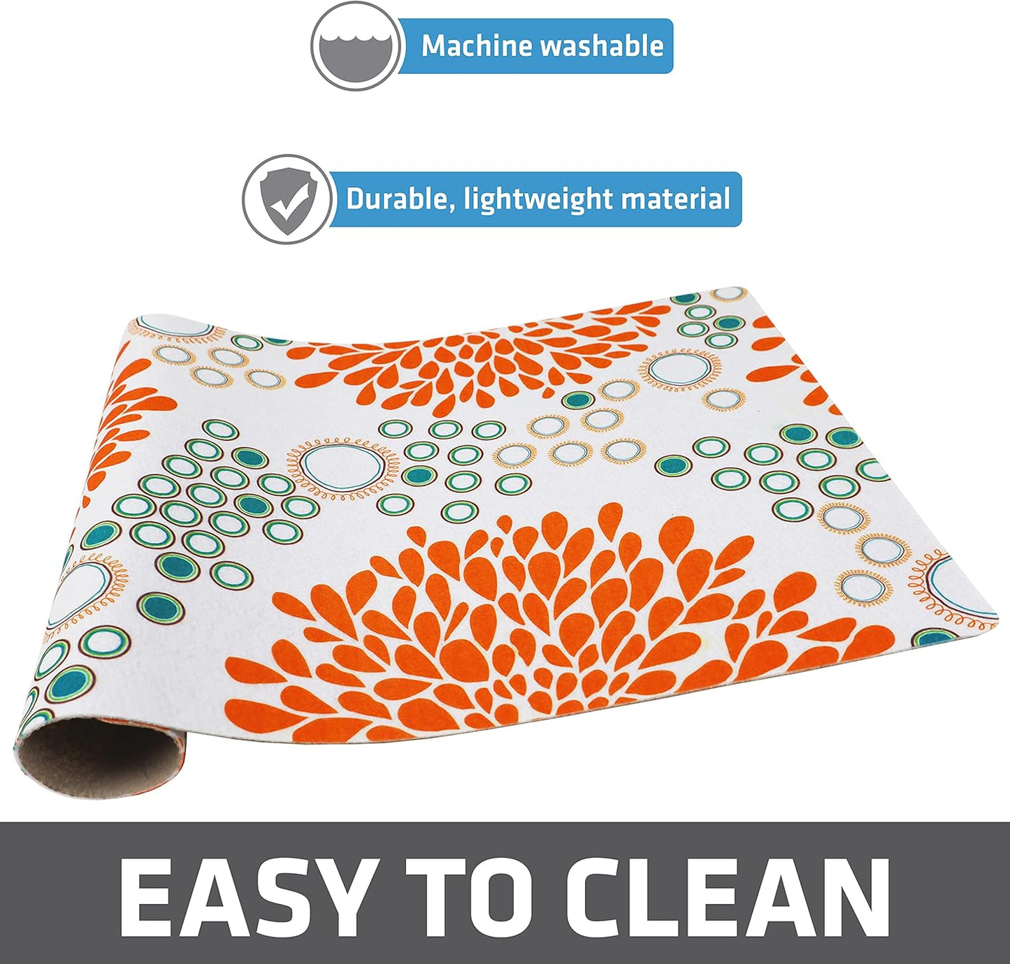 Drymate Pet Bowl Placemat, Dog & Cat Food Feeding Mat - Absorbent Fabric, Waterproof Backing, Slip-Resistant - Machine Washable/Durable (USA Made) (12” x 20”) (Indigo)