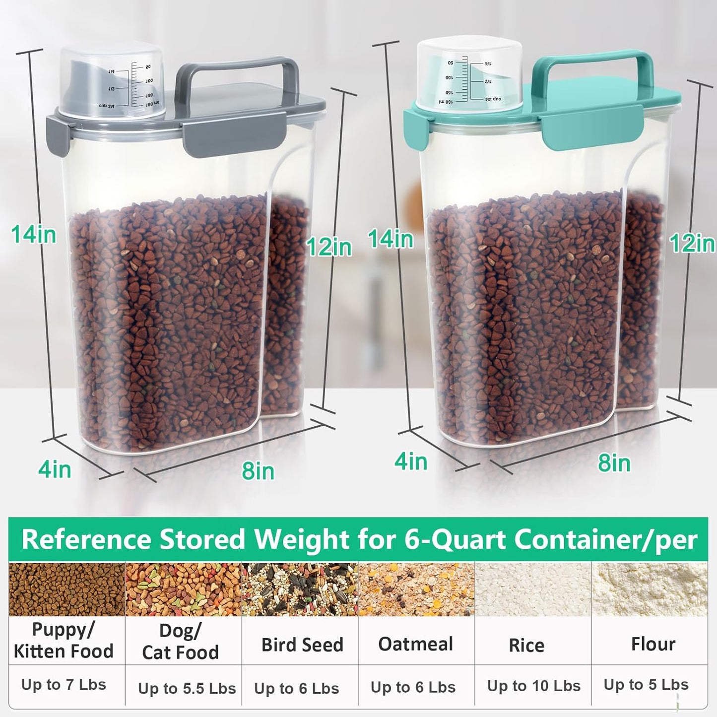 TBMax Dog Food Storage Container 5-7 lbs, Airtight Cat Food Container with Larger Spout & Measuring Cup, Portable Pet Food Storage Dispenser for Small Animal Kibble Storage, Bird Seed Container