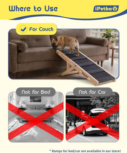 Dog Ramp for Couch - Joint & Spine Support for Small Dogs, 18" Adjustable Height, Anti-Slip & Foldable, Up to 35 lbs